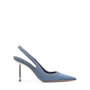 Blauwe Denim Slingback Stiletto Hakken Le Silla , Blue , Dames