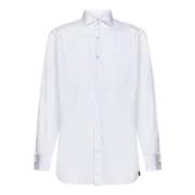 Witte Gestreepte Plastron Overhemd Lardini , White , Heren