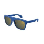 Blauw Frame Blauwe Lens Zonnebril Gucci , Blue , Heren