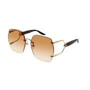 Gouden Montuur Oranje Lens Zonnebril Gucci , Yellow , Dames