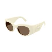 Ivoor Frame Bruine Lens Zonnebril Gucci , Beige , Unisex