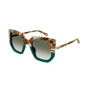 Stijlvolle Havana Groene Zonnebril Chloé , Multicolor , Unisex