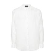 Witte Linnen Overhemd Met Kraag Emporio Armani , White , Heren