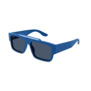 Blauw Frame Blauwe Lens Zonnebril Gucci , Blue , Heren