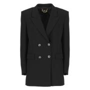 Zwarte Double-Breasted Blazer voor Vrouwen Elisabetta Franchi , Black ...