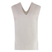 Geribbelde Gebreide Wollen Vest Calvin Klein , Beige , Dames