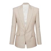 1-knoops jas in PB Labyrinth jacquard Balmain , Beige , Heren