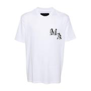 Witte Angel Zwart Logo T-shirt Amiri , White , Heren