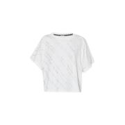 Witte Katoenen T-shirt met Strass Liu Jo , White , Dames