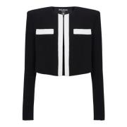 Tweekleurige crepe Spencer-jasje Balmain , Black , Dames