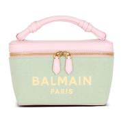 B-Army Toilettas in canvas en leer Balmain , Green , Dames