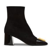 Suede Edna enkellaarzen met lakleren tenen Balmain , Black , Dames