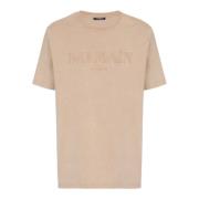 Losse T-shirt met vintage borduurwerk Balmain , Beige , Heren