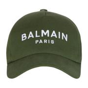 Katoenen pet met Parijs borduursel Balmain , Green , Heren