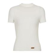 Geribbelde Gebreide Top Balmain , Beige , Dames