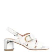 Leren sandaal met gouden hak Pinko , White , Dames