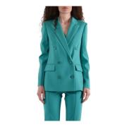 Dubbelbreasted Blazer van Crepe Stof Patrizia Pepe , Green , Dames