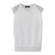 Biologisch Katoenen Mouwloze Slim Fit Geborduurde Top Fabiana Filippi ...