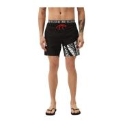 Elastische Taille Logo Zwemshorts Bikkembergs , Black , Heren