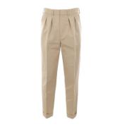 Beige Geplooide Katoenen Broek Tom Ford , Beige , Heren