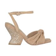 Rhinestone Curved Heel Sandal Alma EN Pena , Beige , Dames