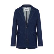 Blauwe Stretch Denim Jack Moschino , Blue , Dames