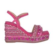 Rhinestone Sleehak Sandaal met Vlecht Detail Alma EN Pena , Pink , Dam...