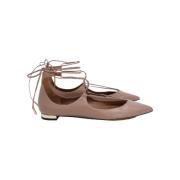 Pre-owned Leather flats Aquazzura Pre-owned , Beige , Dames