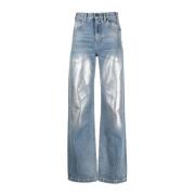 Zilver Spray Wide-Leg Denim Jeans Darkpark , Blue , Dames
