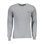 Grijze wollen trui met contrastdetails U.s. Polo Assn. , Gray , Heren