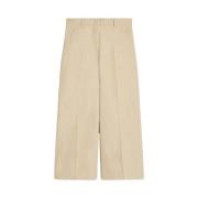 Witte Linnen Wijde Pijp Broek Max Mara Weekend , Beige , Dames