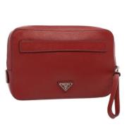 Pre-owned Leather clutches Prada Vintage , Red , Dames