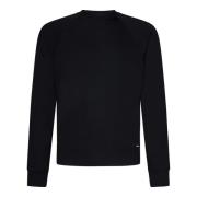 Zwarte Crew-Neck Sweater Logo Label Tom Ford , Black , Heren