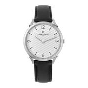 Elegante Leren Analoge Horloge Pierre Cardin , Black , Heren