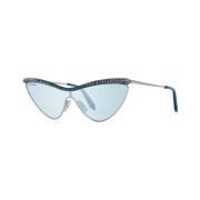 Stijlvolle Cat Eye Zonnebril Blauwe Lenzen Swarovski , Gray , Dames