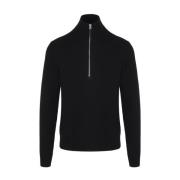 Cashmere Blend Half Zip Coltrui in Zwart Tom Ford , Black , Heren