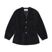 Chenille V-Neck Blazer Ganni , Black , Dames