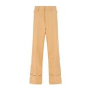 Wijde Camel Katoenen Broek Quira , Brown , Dames