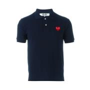 Navy Blue Heart Embroidered Polo Sweater Comme des Garçons Play , Blue...