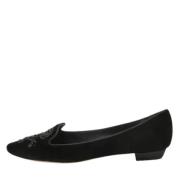 Pre-owned Velvet flats René Caovilla Pre-owned , Black , Dames