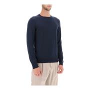 Luxe Fijne Wol Crew-Neck Sweater Tom Ford , Blue , Heren