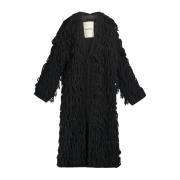 Fluffy Lang Shaggy Coat Circus Hotel , Black , Dames