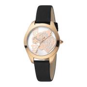 Roségouden Analoge Horloge met Leren Band Just Cavalli , Multicolor , ...