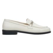 Dames Crème Beige Leren Loafers met een Zilveren Ketting Er00114675 Es...