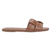 Bruine Leren Slippers Elegante Stijl Estro , Brown , Dames