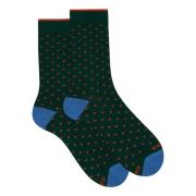 Groene gestippelde korte katoenen sokken Gallo , Multicolor , Heren