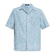 Shirt met 'Barocco' patroon Versace , Blue , Heren