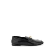 Leren Loafers met Gouden Logo Plaatje Dolce & Gabbana , Black , Heren