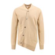 Beige Gebreide V-hals Wol Trui Comme des Garçons , Beige , Heren