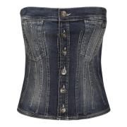 Knoopsluiting Korset met Borstzakken ACT N°1 , Blue , Dames